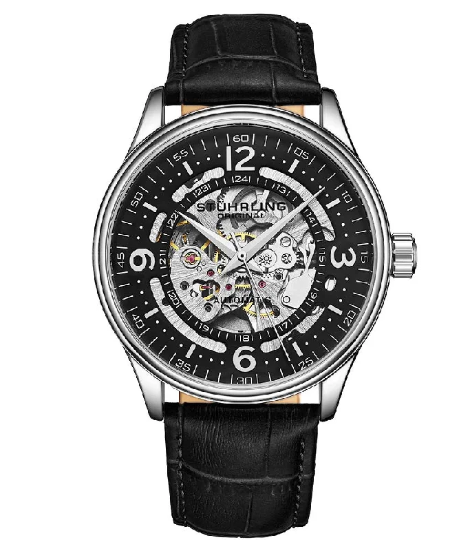 Black Dial/Silver Case/Black Leather Strap