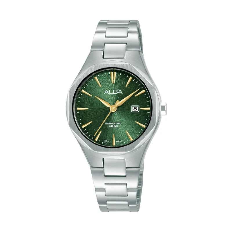 women's mechanical watches with cyclops design -ALBA AH7DN7X FASHION QUARTZ 3 HANDS DATE WOMEN WATCH