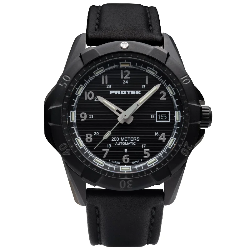 classic men's skeletonized watches with rose gold case -ProTek Steel Dive PT2202 Automatic Black classic men's skeletonized watches with rose gold case -ProTek Steel Dive PT2202 Automatic Black