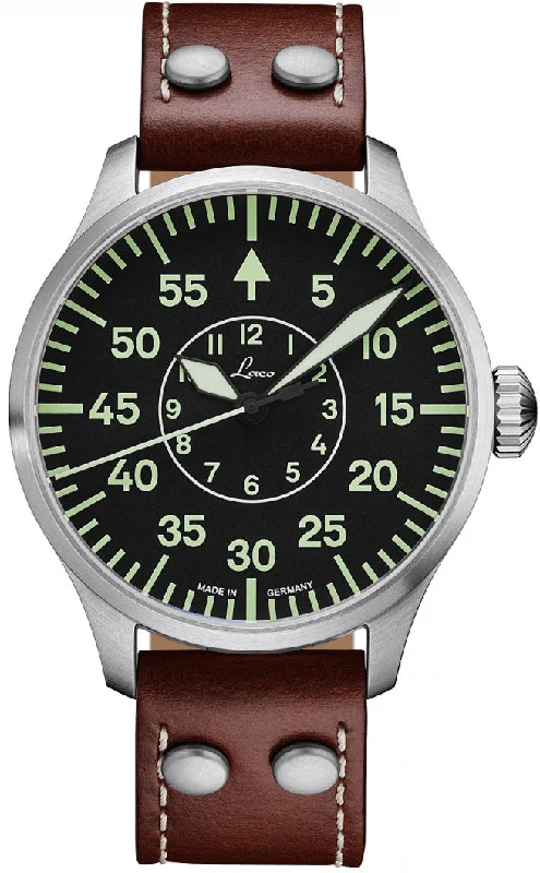 men's mechanical watches with quartz display function -Laco Pilot Basic Aachen 42 D