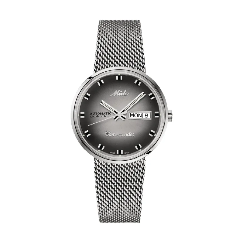 men's pilot watches with fabric straps -Commander Shade Silver