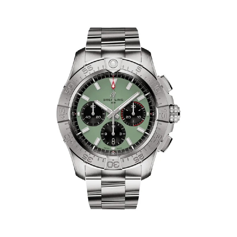 men's pilot watches with C3 SuperLuminova style design -Avenger B01 Chronograph 44 Green Dial