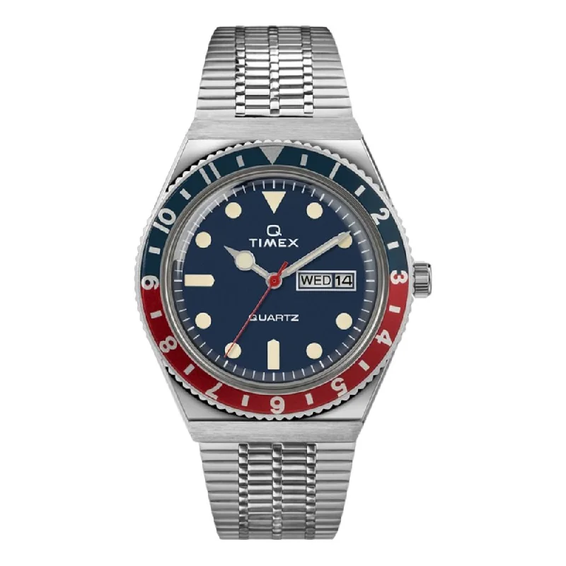 minimalist dial dress watches-Q Timex Reissue 38mm Stainless Steel Bracelet