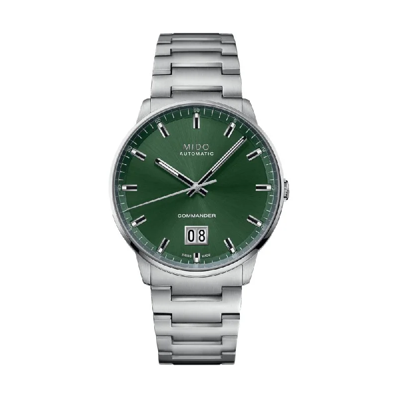 men's dive watches with luminescent hands -Commander Big Date Green