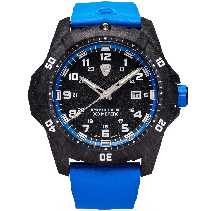 men's field watches with corrosion-resistant style design -ProTek Carbon Dive 1000 Series Tritium Blue men's field watches with corrosion-resistant style design -ProTek Carbon Dive 1000 Series Tritium Blue