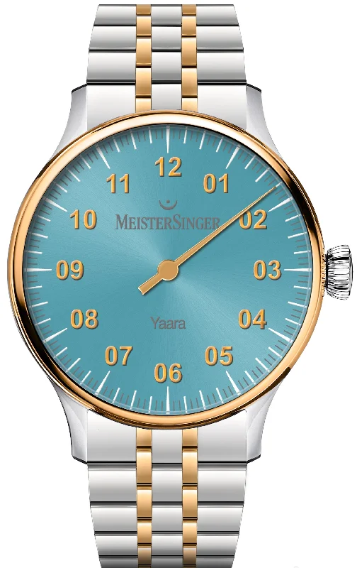 women's mechanical watches with altimeter function -MeisterSinger Yaara Ice Blue Gold