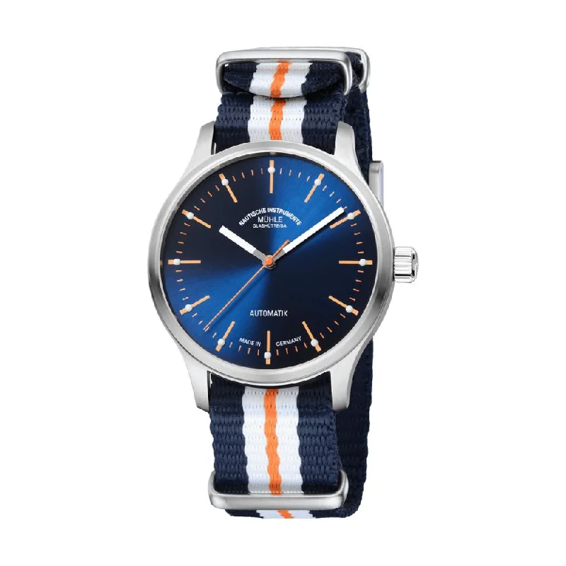 men's GMT watches with timer style design -Panova Blau Fabric Strap