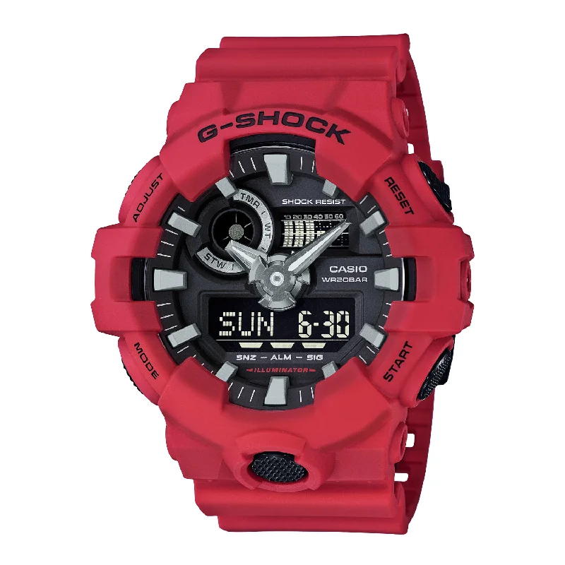 men's digital watches with glow-in-the-dark display -CASIO G-SHOCK GA-700-4ADR STANDARD ANALOG-DIGITAL RED WATCH men's digital watches with glow-in-the-dark display -CASIO G-SHOCK GA-700-4ADR STANDARD ANALOG-DIGITAL RED WATCH