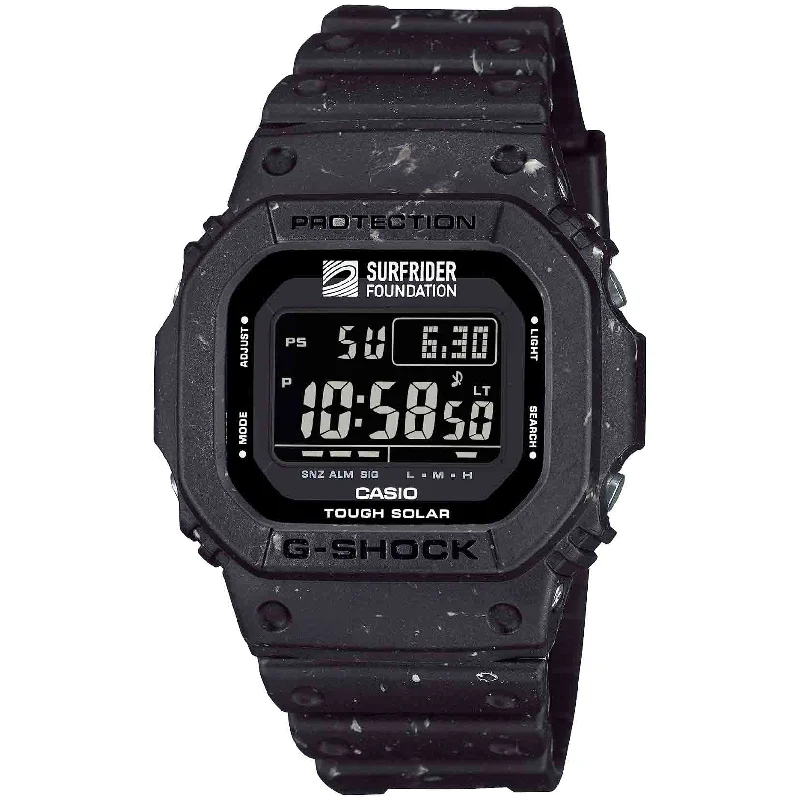 men's skeletonized watches with rose gold accents -G-Shock G5600 x Surfrider Foundation Digital Black Limited Edition