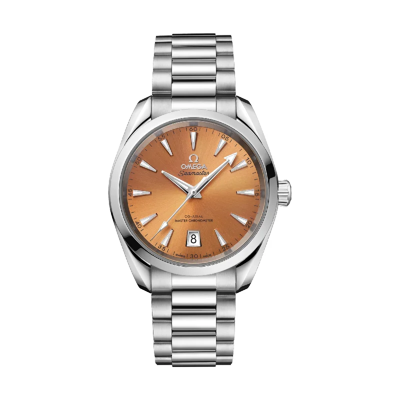men's chronograph watches with leather style straps -Seamaster Aqua Terra Shades 150M Co-Axial Master Chronometer 38mm - Saffron on Bracelet men's chronograph watches with leather style straps -Seamaster Aqua Terra Shades 150M Co-Axial Master Chronometer 38mm - Saffron on Bracelet