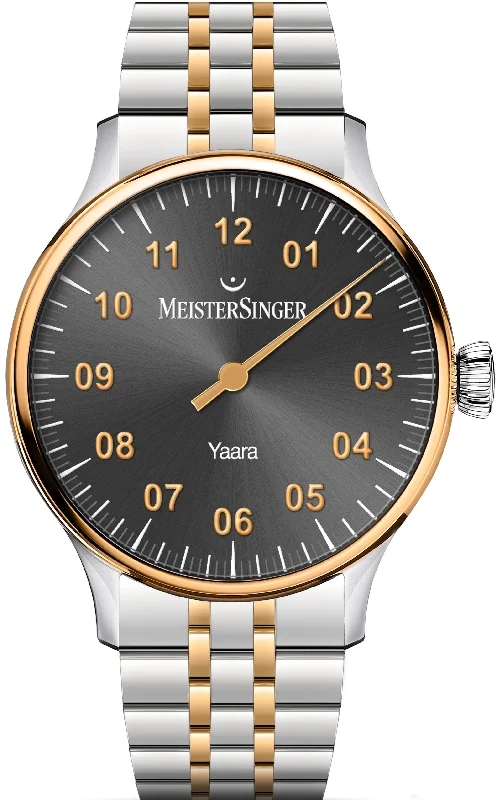 women's mechanical watches with compass function -MeisterSinger Yaara Grey Gold