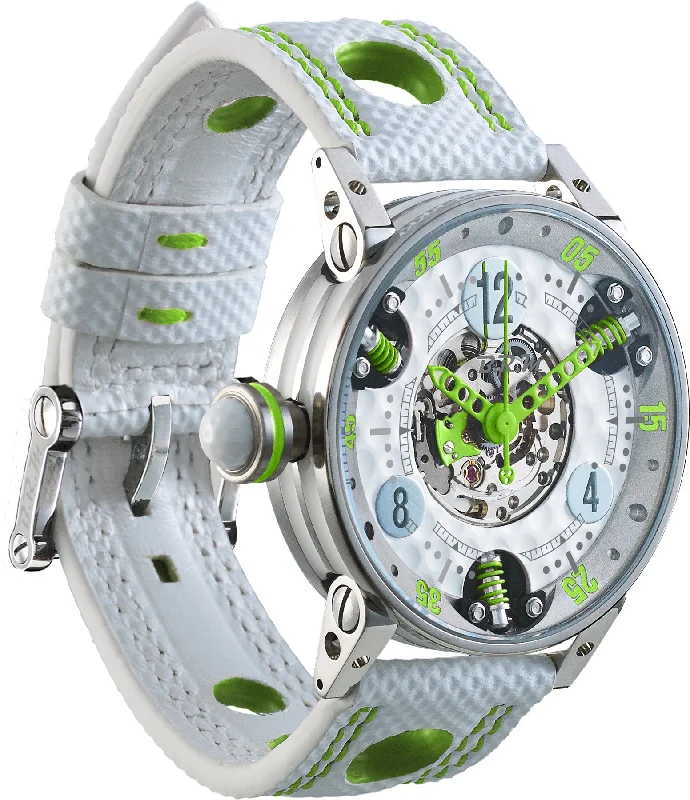 women's mechanical watches with backlight display -B.R.M. Golf Master GF7-38-SA-SQ-AVP Ladies Lime Green Hands