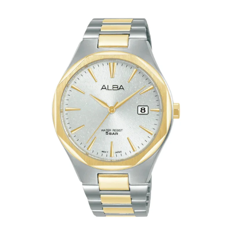 men's digital watches with compass -ALBA AS9U52X QUARTZ STAINLESS STEEL MEN WATCH