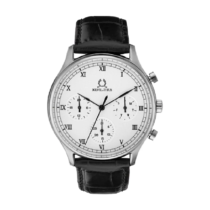 men's digital watches with LED light -SOLVIL ET TITUS CLASSICIST W06-03256-001 MULTI-FUNCTION QUARTZ MEN WATCH