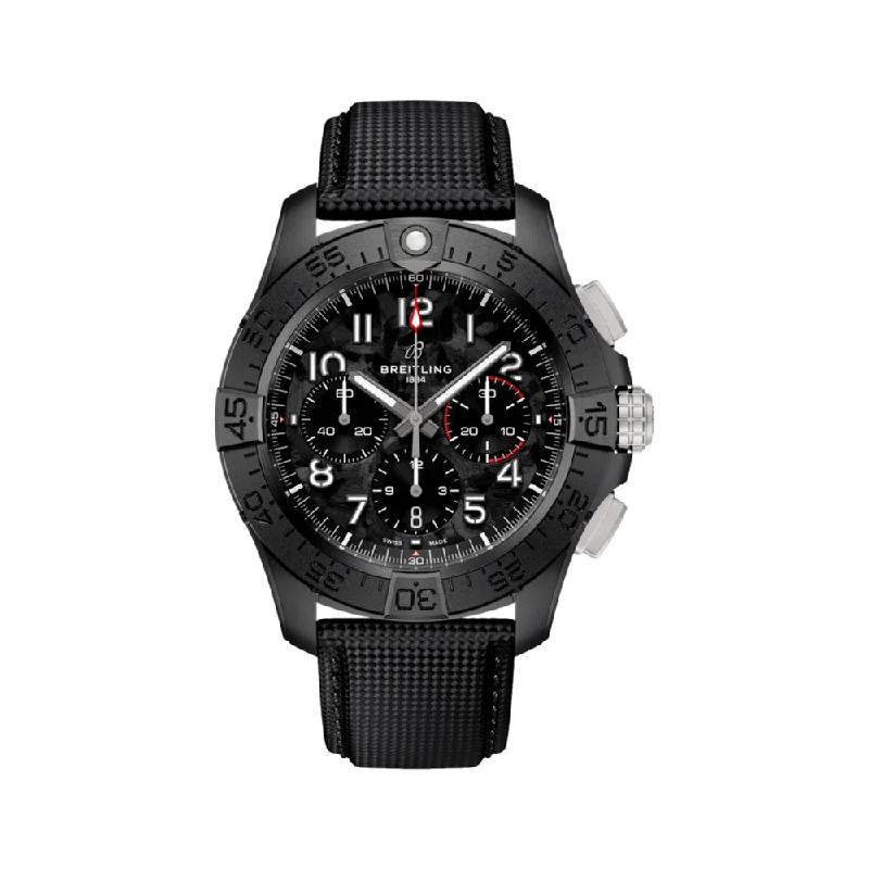men's pilot watches with SuperLuminova style design -Avenger B01 Chronograph 44 Night Mission Black Dial