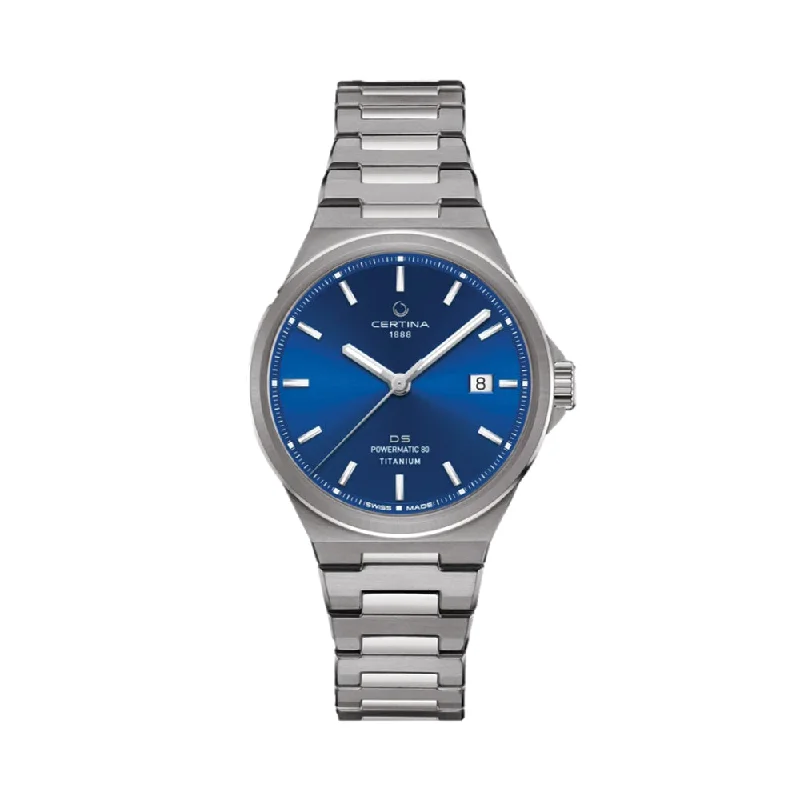 men's digital watches with calorie tracker -DS-7 Powermatic 80 Titanium Blue Dial, 39 mm