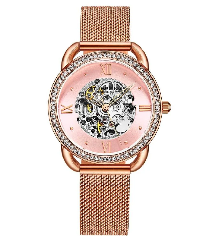 Rose Dial / Rose Case / Rose Stainless Steel Bracelet Rose Gold Layered Foldover Buckle