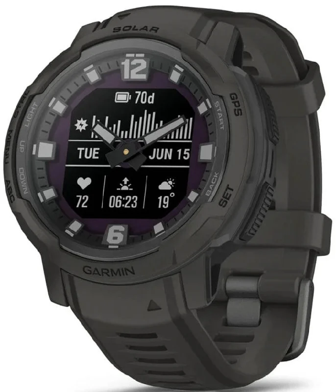 Mens Smart Watches Colorful Interface-Garmin Instinct Crossover Solar Graphite