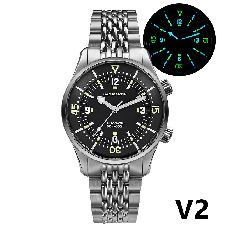 men's automatic GMT dive watches -Watchdives x San Martin 39mm Leyenda Diver Watch SN0141W