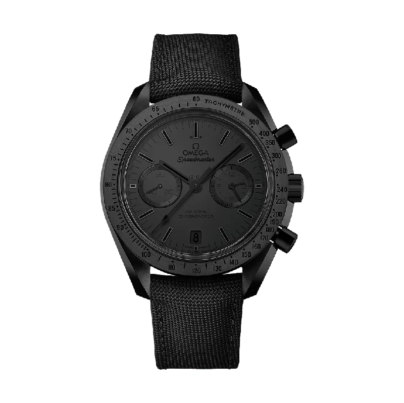 men's chronograph watches with quick-release style straps -Speedmaster Dark Side Of The Moon Co-Axial Chronometer Chronograph 44.25 mm - Black on Strap