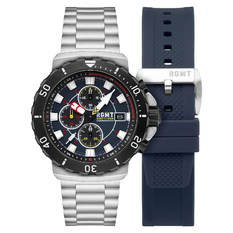 men's field watches with curved style design -RGMT Trench Chronograph Navy Blue