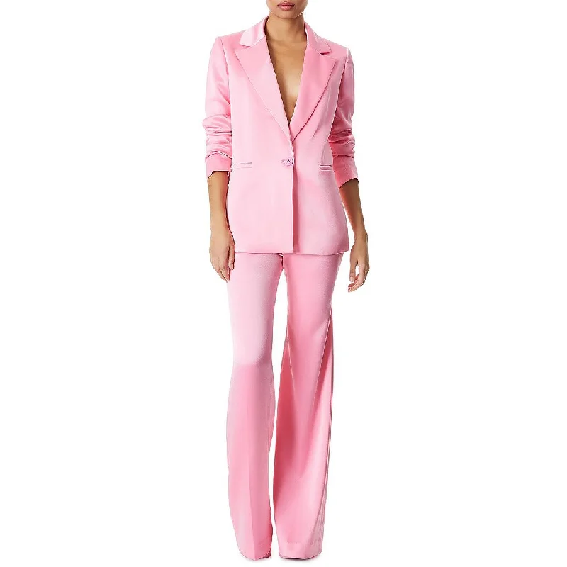 Alice and Olivia Womens Denny Satin Dressy One-Button Blazer