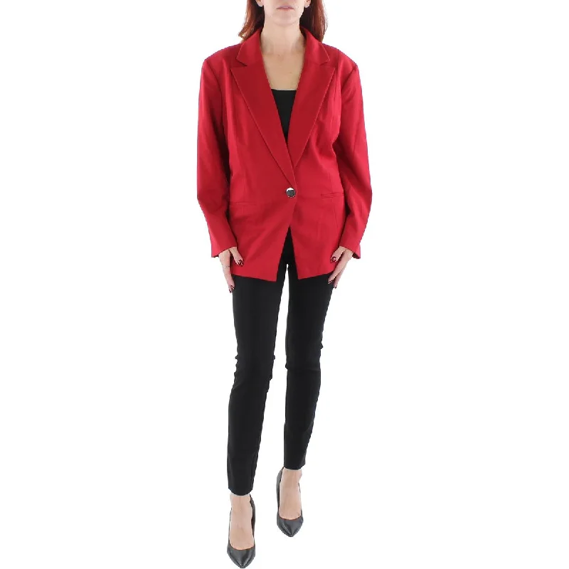 Kasper Womens Plus Notch Collar Business One-Button Blazer