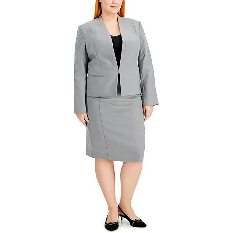 Le Suit Womens Plus Textured  Open-Front Blazer