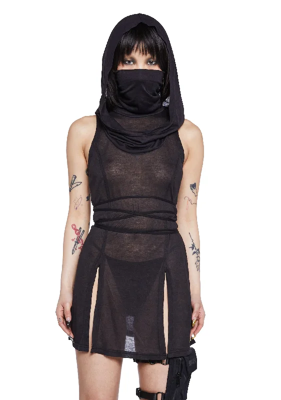 Echo Sheer Hooded Mini Dress