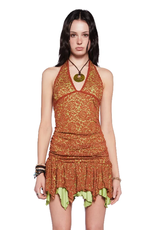 Tales Of Fantasy Mini Dress - Brown