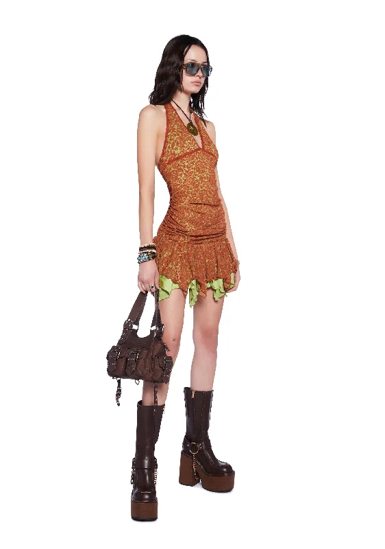 Tales Of Fantasy Mini Dress - Brown